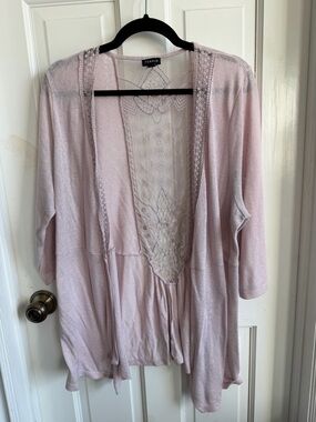 torrid Light Blush Open-Front Cardigan with Lace Back